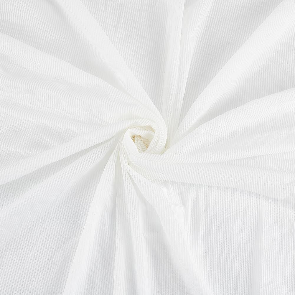 BENECREAT 1.5 m / 1.65 yards White Elastic Micro Mesh Fabric, 90 cm Wide Polyester Stretch Mesh, Striped Mesh Fabric for Clothing Accessories, DIY Crafts