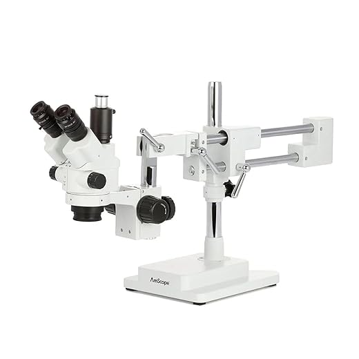 AmScope - SM-4NTP 7X-45X Simul-Focal Stereo Lockable Zoom Microscope on Dual Arm Boom Stand