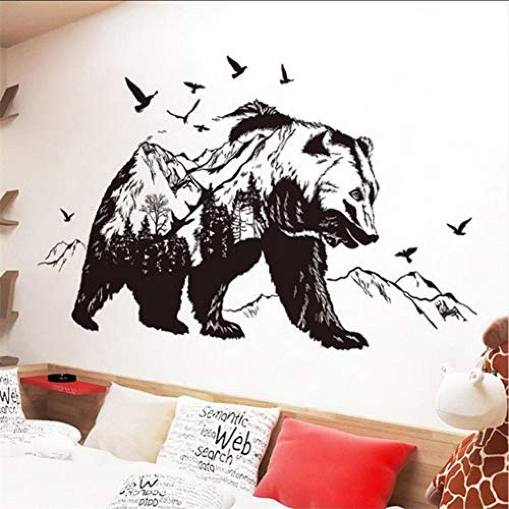 Papel pintado Mural no tejido XXL Osos negros pez montaña etiqueta de la pared calcomanías de arte diy decoración del hogar diseño vinilo pared tatuaje vinilos mural cartel 3D Fotomurales