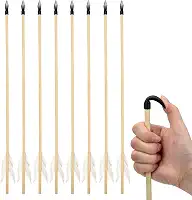8 flechas de penas de madeira, pontas de borracha macia, flecha de brinquedo de madeira feita à mão de 43 cm para crianças e iniciantes, arcos de tiro com arco ao ar livre, decoração de