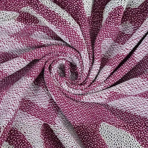 Image of Geometric Cotton Handloom Throw Blanket for Sofa & Bed | Soft Lightweight Reversible Decorative Throw with Tassels | All-Season Couch Throw (125x150 cm)