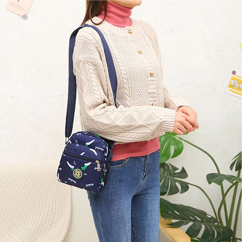 New Nylon Floral Multi-Pocket One Strap Shoulder Crossbody Purse Bags for Women Travel2