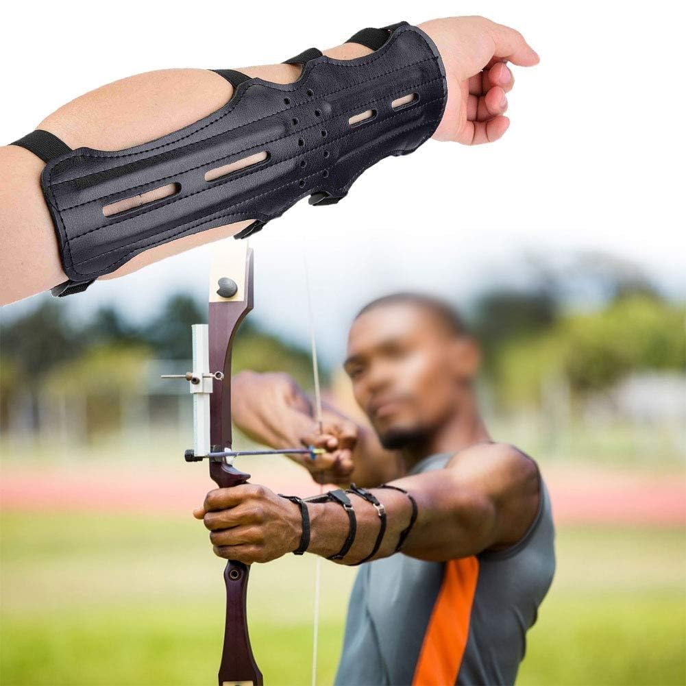 Protezione per Braccio per Tiro con L'Arco, Protezione per Braccio Tiro con Regolabile per Adulto Protezione per ricurvo, Accessorio per Protezione della Fascia per Braccio per Tiro(nero)