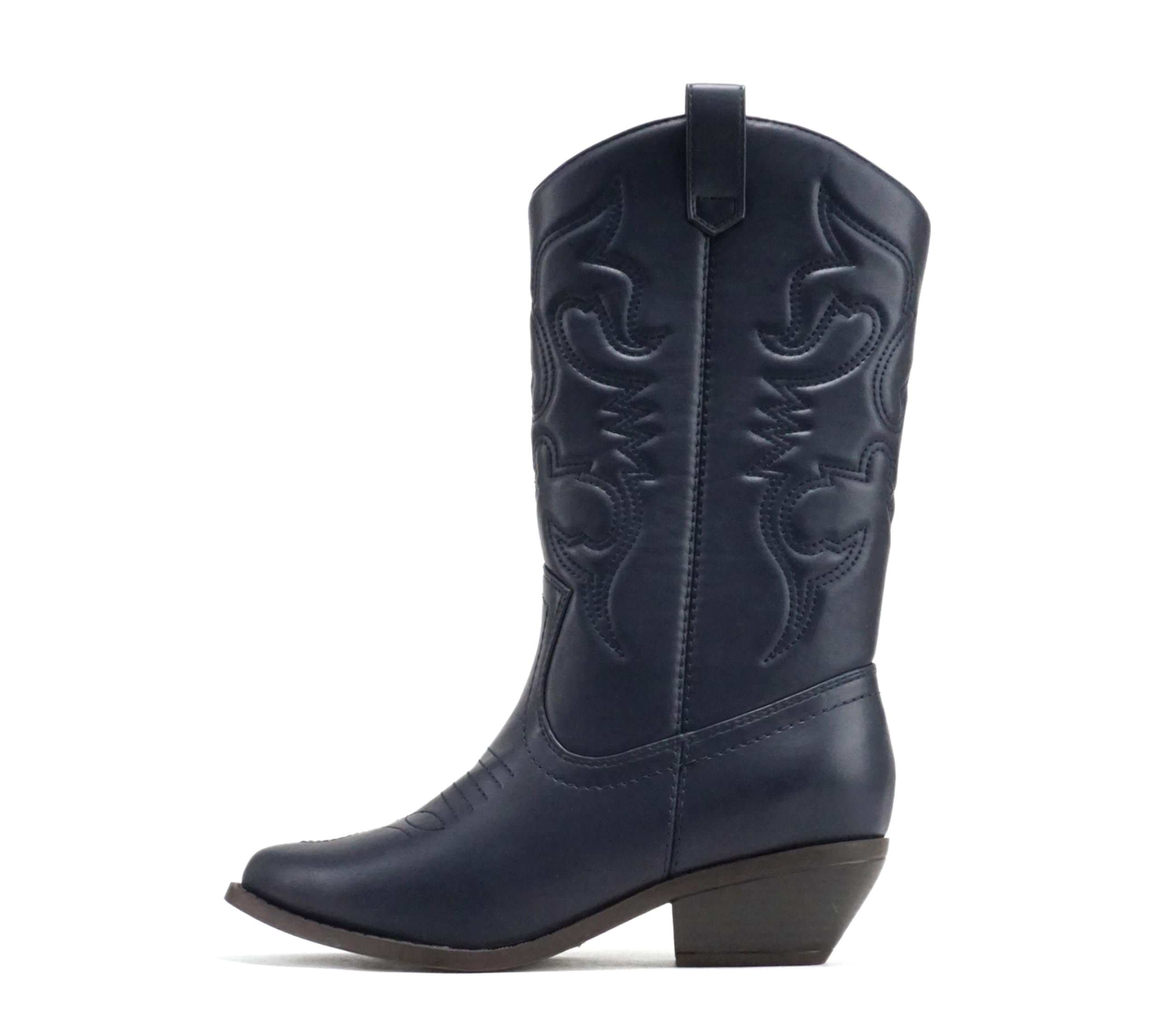 Soda RENO ~ Women Western Cowboy Stitched Pointe Toe Low Heel Ankle Mid Shaft Fashion Boots