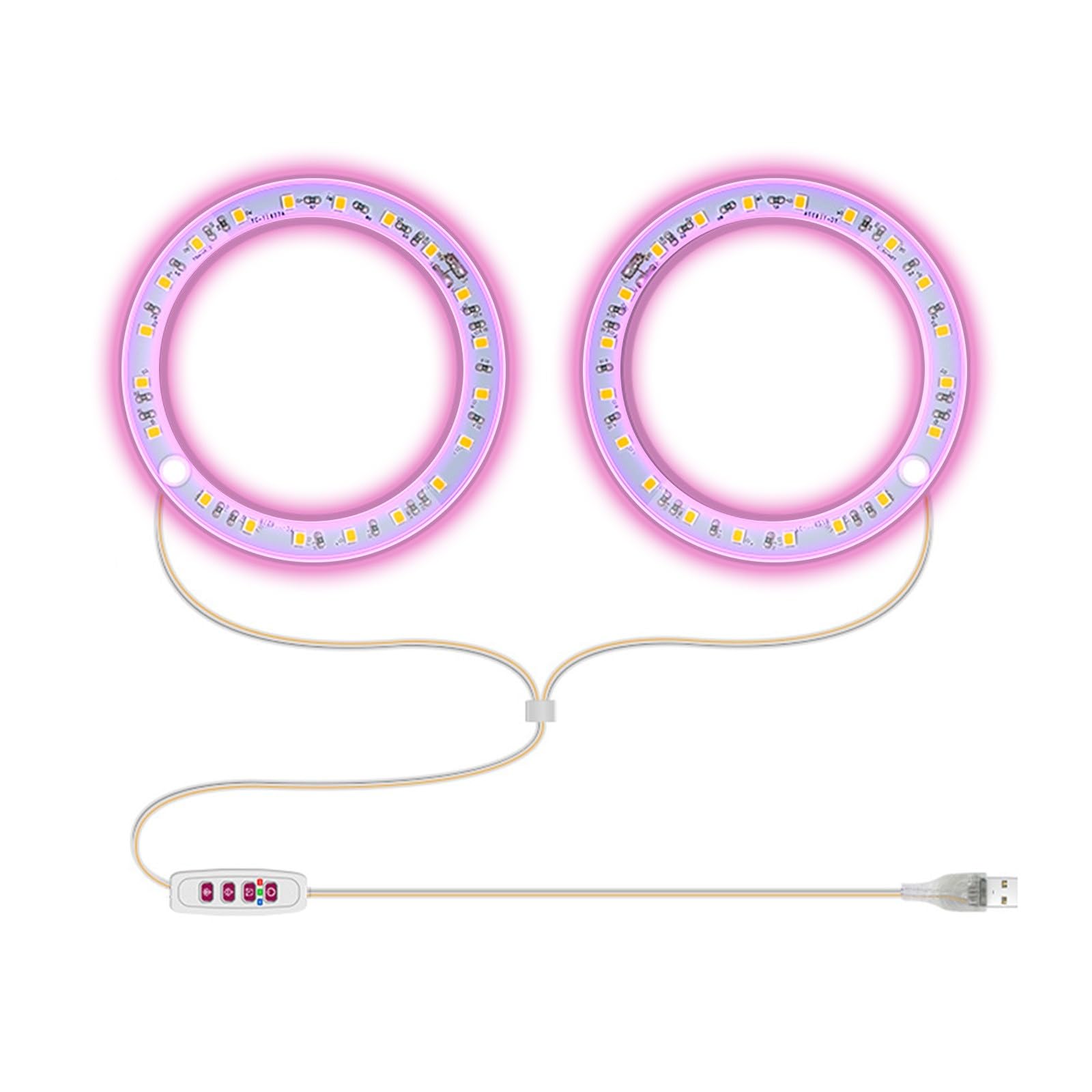 Luces LED de cultivo para plantas de interior, lámpara de cultivo de plántulas de interior de ahorro de energía, temporizador inteligente con 5 niveles de brillo, diseño de 2 cabezales para uso debajo