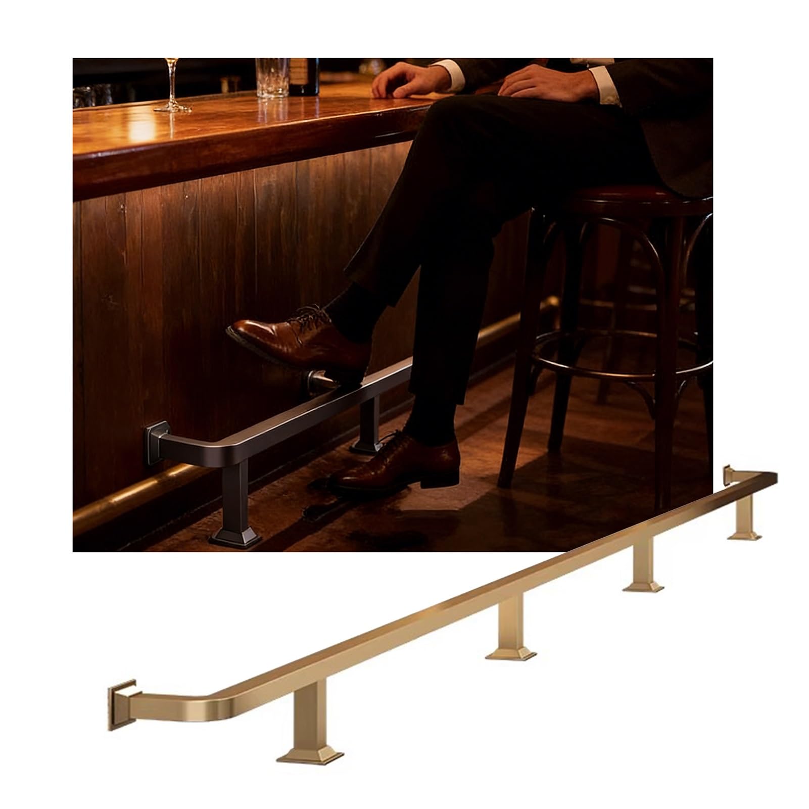 Spersonalizowany zestaw rurek tubo cuadrado de acero inoxidable para barras de barras de pubs - Acabado dorado, 2,4 m/7,87 stopy, fácil instalación - Perfecto para uso en sótanos y restaurants.