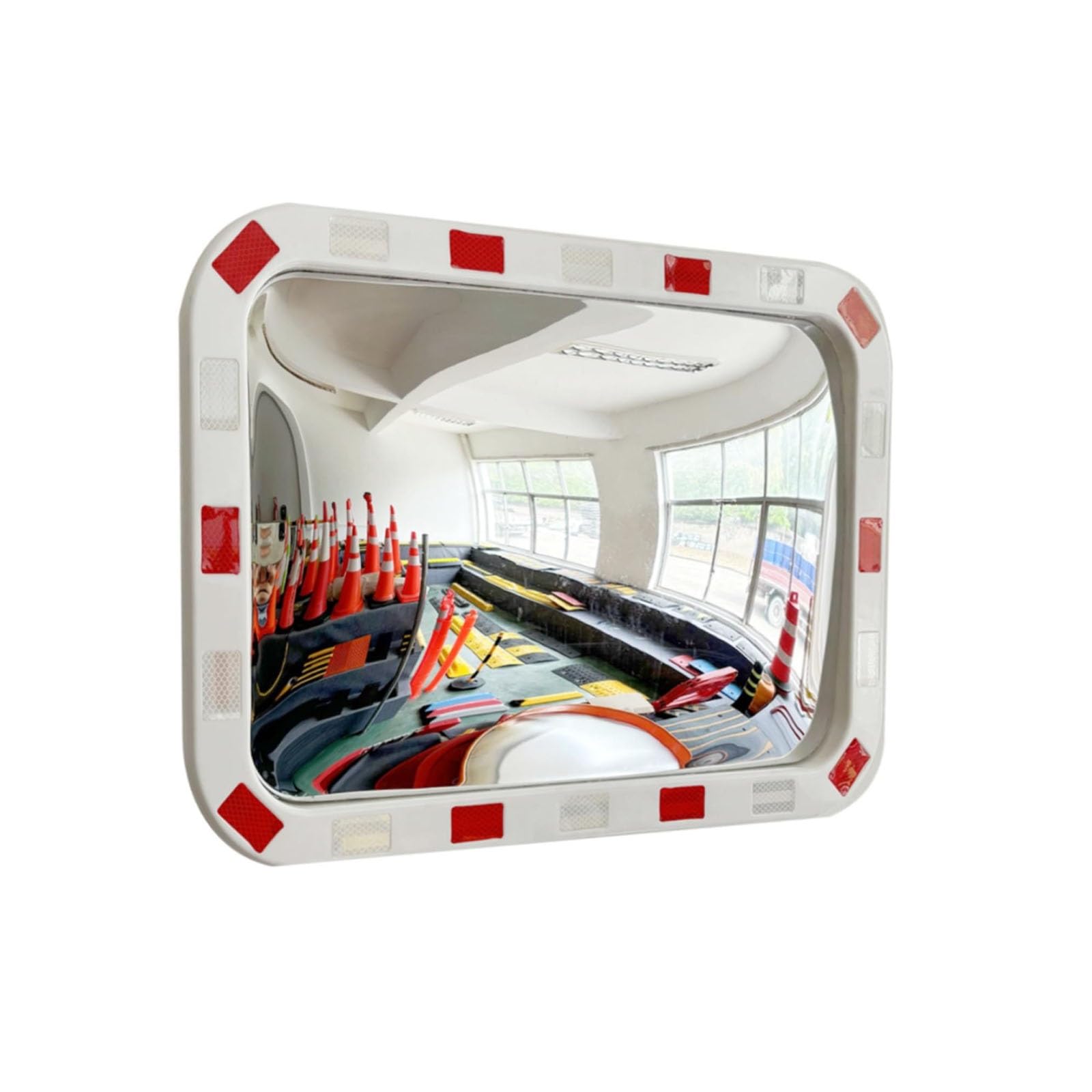 Espejo Convexo de tráfico, Espejo de Seguridad Rectangular, Gran Angular con Soporte, para entradas de vehículos, almacenes, garajes y Seguridad de Tiendas Blanco(PC,40x60cm)