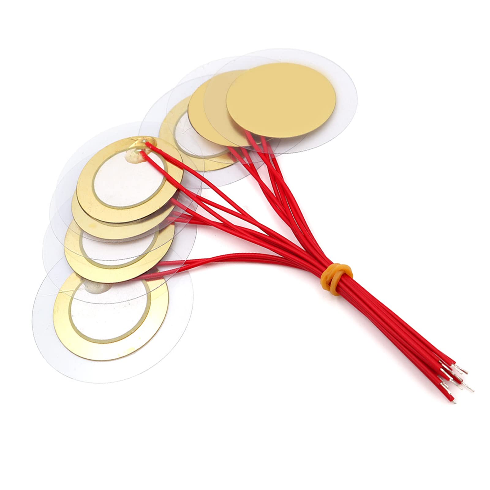 KAIY10PCS 35mm Prewired Piezo Elements Buzzer Sounder Sensor Trigger Drum Disc,Discs Elements for Acoustic Instrument Guitar, Drum, CBG etc. with Leads