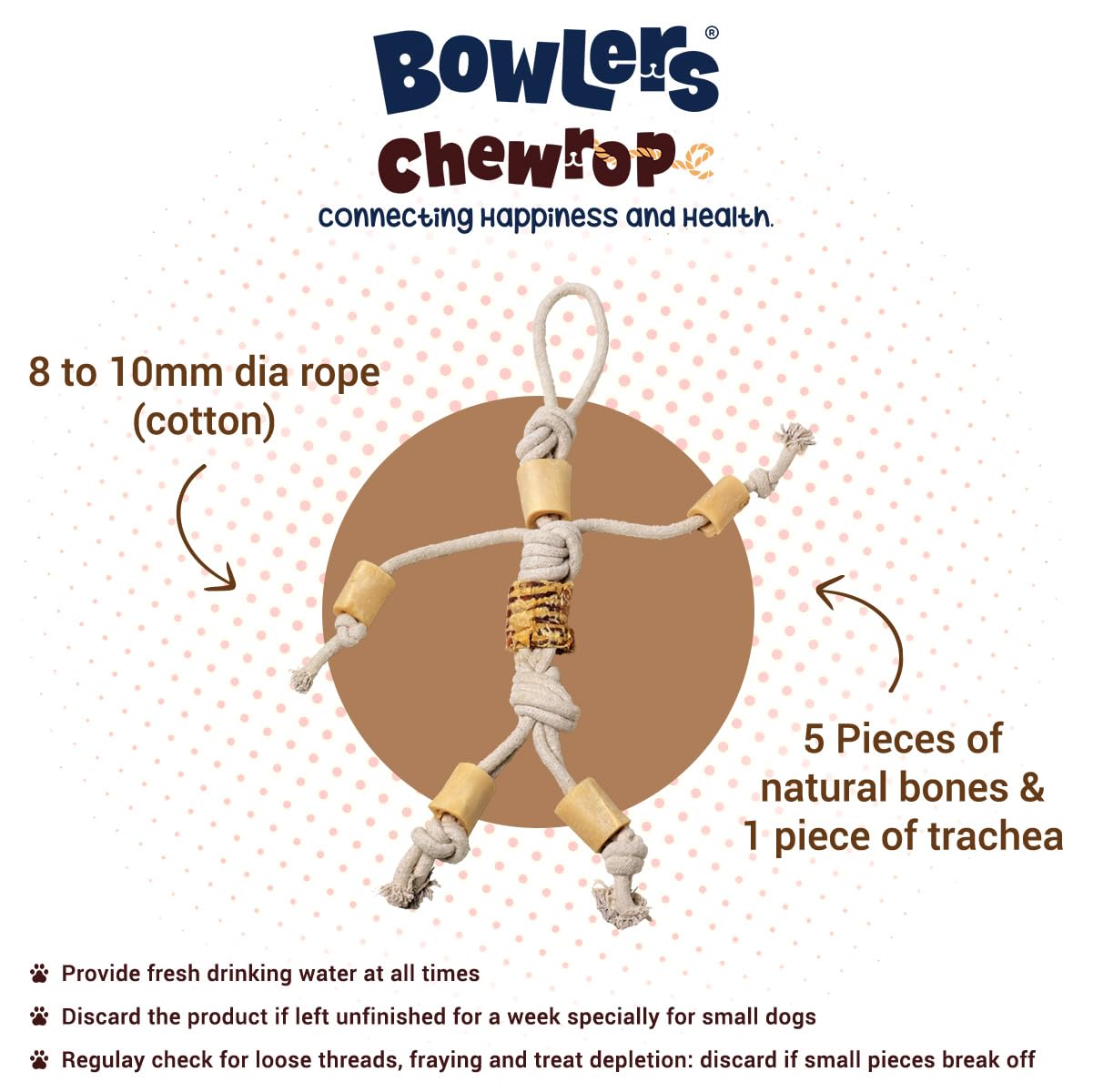Bowlers Dog Treats Chewrope Marionette| for Giant Breeds | Made of Natural Material |Strengthens & Cleans Teeth | 2 in 1 Toy Plus Treats for bonding with Pets 2