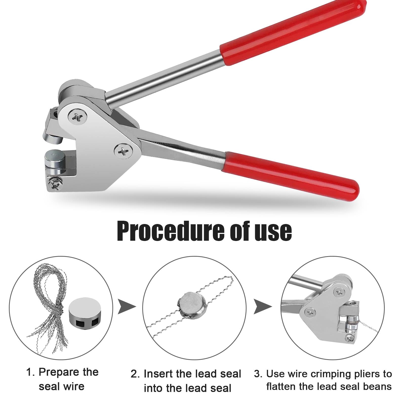 Security Sealing Pliers Set With 20 Lead Rings & Wires - Stainless Steel Tool For 8-10mm Seals - View #2