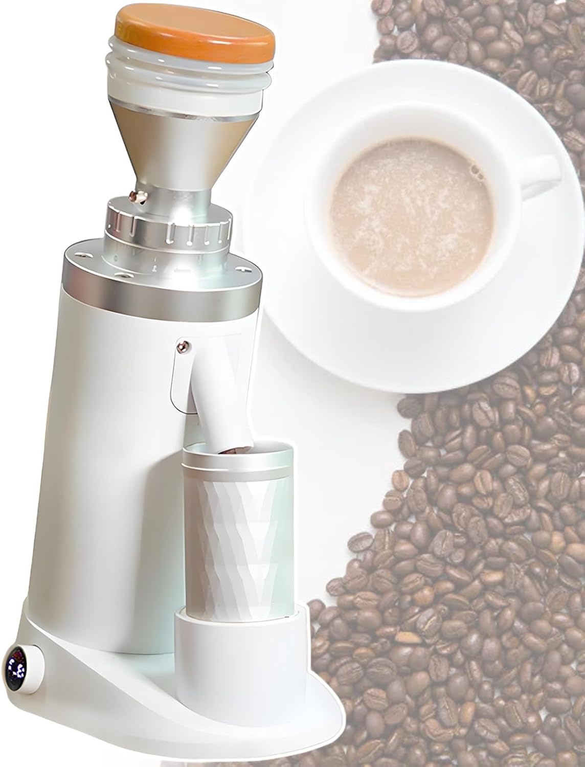 Professional Flat/Conical Burr Coffee Grinder,64 mm 63 mm Stainless Steel Disc,8 Adjusted Grind Settings,for Dessert Shop 64mm-White