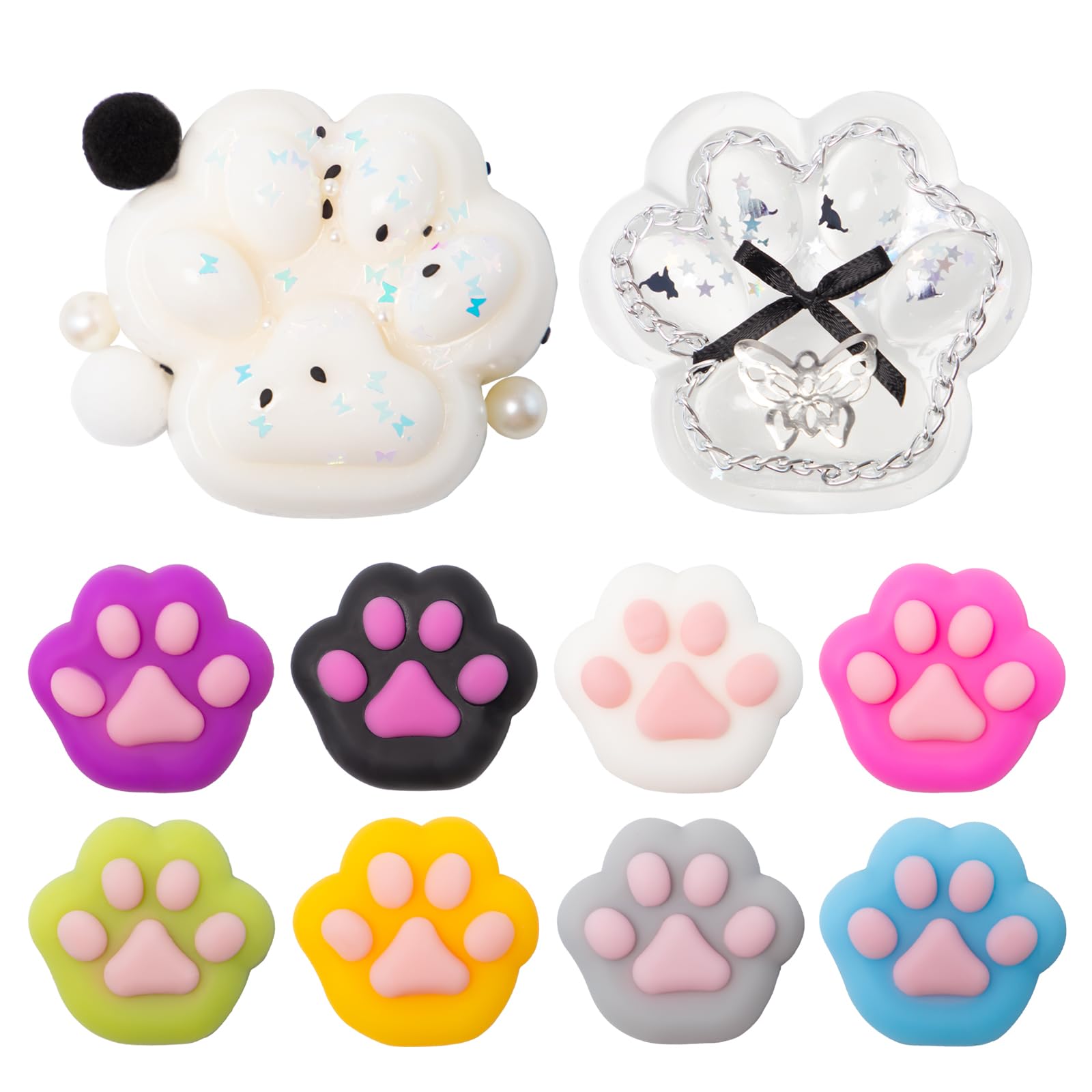 Pilikoll 10 Pcs Cat Paw Squeeze Toy Taba Squishy Paw Super Soft Cat Paw Squeeze Toys Paw Squishy Cat Paw Squishy Fidget Toys Cat Paw Sensory Toy for Kids Adults Home Office Relaxing