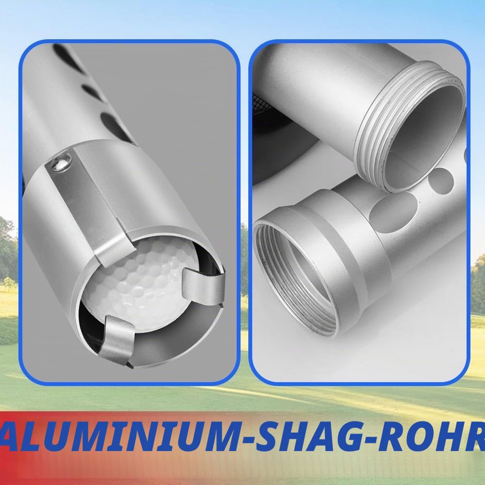 Shag Bag für Golfbälle, Golfball-Retriever, langlebiges Aluminium, Shaggeröhrchen, abnehmbarer Sammler und tragbarer Taschenaufbewahrungs-Picker (fasst 70 Bälle)