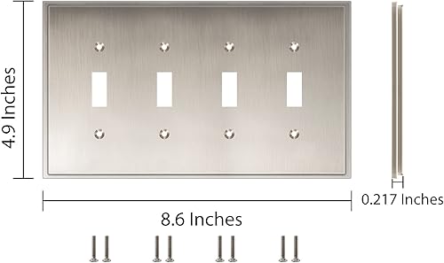 Miniatura 3 de Placa decorativa suave y moderna de pared, tapa de salida de la placa del interruptor, aleación de zinc sólida y duradera (palanca doble, níquel