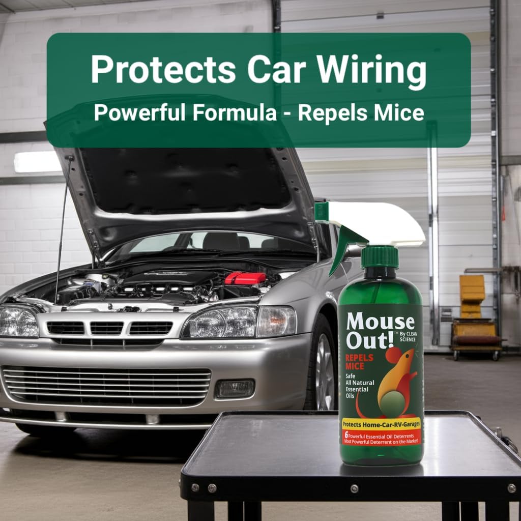 Mouse Out! All-Natural Rodent Repellent Spray – 16oz Essential Oil Formula – Protects Car Wiring & Stops Mice in Kitchens, Homes, RVs, and Garages – Safe for Pets & Kids - Image 2