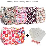 6pcs+6 INSERTS Adjustable Reusable Lot Baby Washable Cloth Diaper Nappies (girl color I)