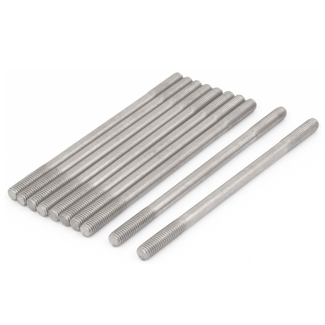 Uxcell Silver Tone Sourcingmap M8 X 140Mm Tight Adjustable Push Double End Thread Stud Teeth Rod 10Pcs