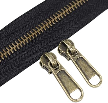 YaHoGa #5 Metal Zippers by The Yard Bulk 4 Yards + 10 pcs Sliders for Bags DIY Sewing Tailor Crafts Anti-Brass Teeth