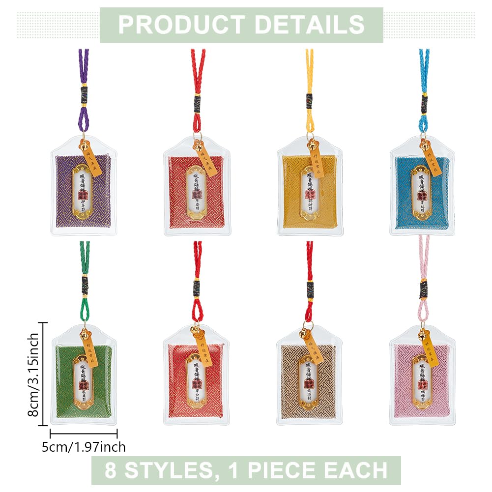 WEBEEDY 8 ciondoli Omamori giapponesi buona fortuna sacchetto appeso Amuleto Omamori giapponese sacchetto appeso portafortuna, sacchetto di benedizione ciondolo per la salute sicurezza Fortuna
