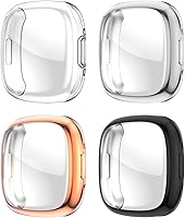 Vista 9 de Rc-Z Funda de TPU antiarañazos y protector de pantalla para Fitbit Sense 2/Versa 4, paquete de 3