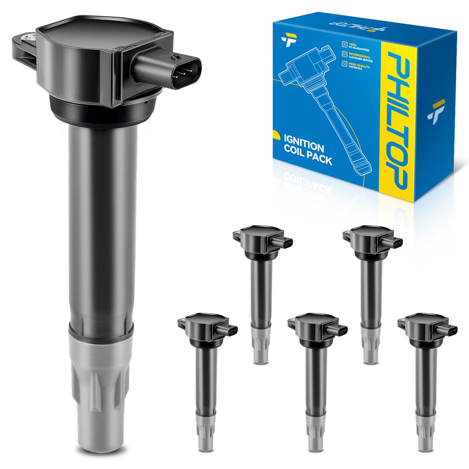 PHILTOP Ignition Coil 6 Packs UF502 Fit for Dodge 2006-2010 Charger,2009-2010 Journey,2008-2010 Avenger,2009-2010 Challenger,Chrysler 2006-2010 300/Sebring,2008-2010 Town&amp;Country