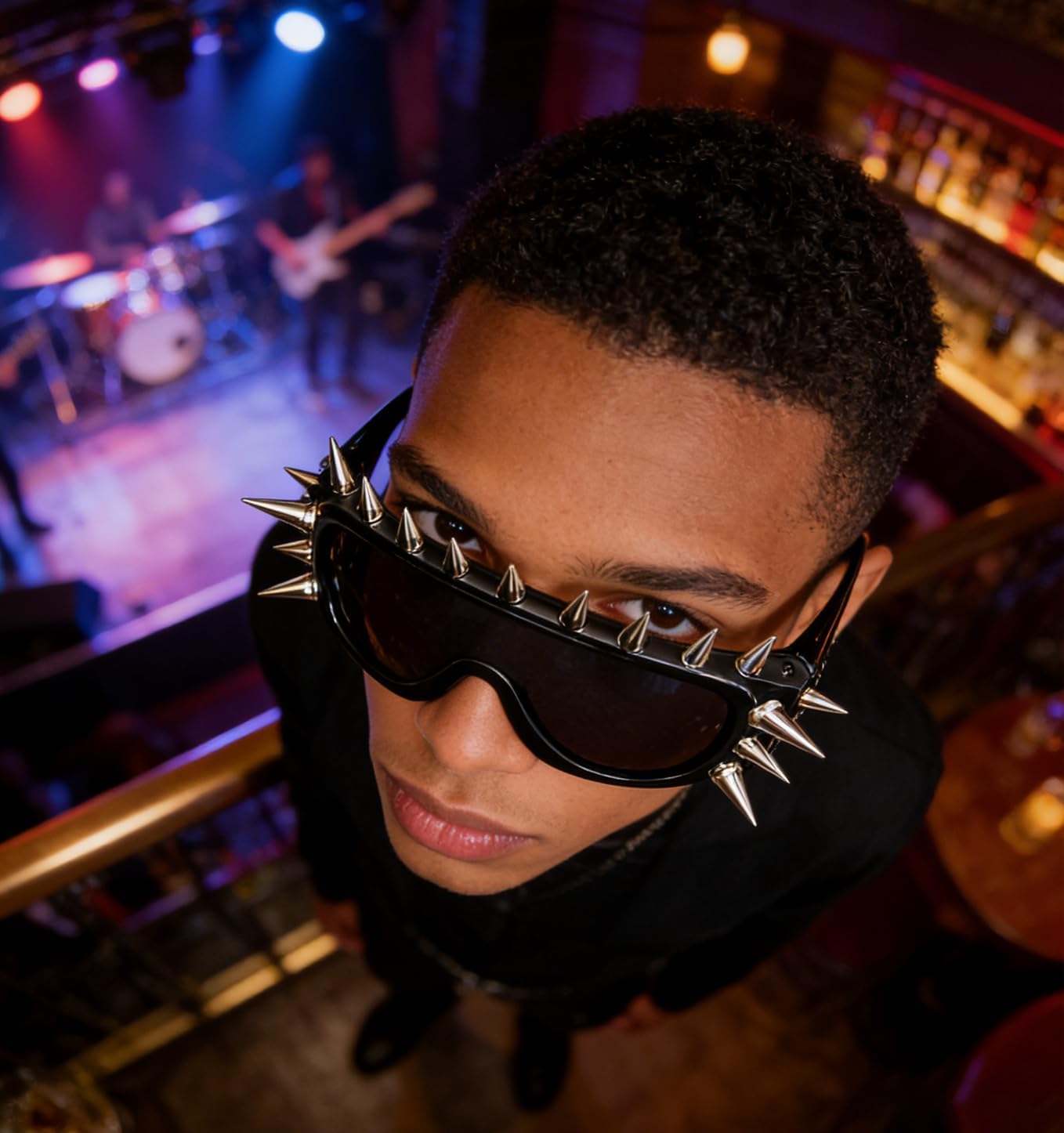 Punk Spike Sunglasses - Goth Y2k Rock Accessory with Metal Rivets for Halloween Cosplay, Club Rave - Image 5