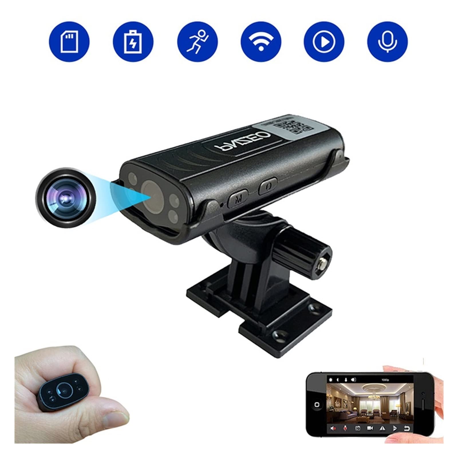 Action Cam, Action Camera, Telecamera subacquea Ultra HD, Mini telecamera di sicurezza domestica 1080P HD Wireless Vista remota Telecamere super mini Nanny Cam Piccolo registratore ,All'aperto, Sport,