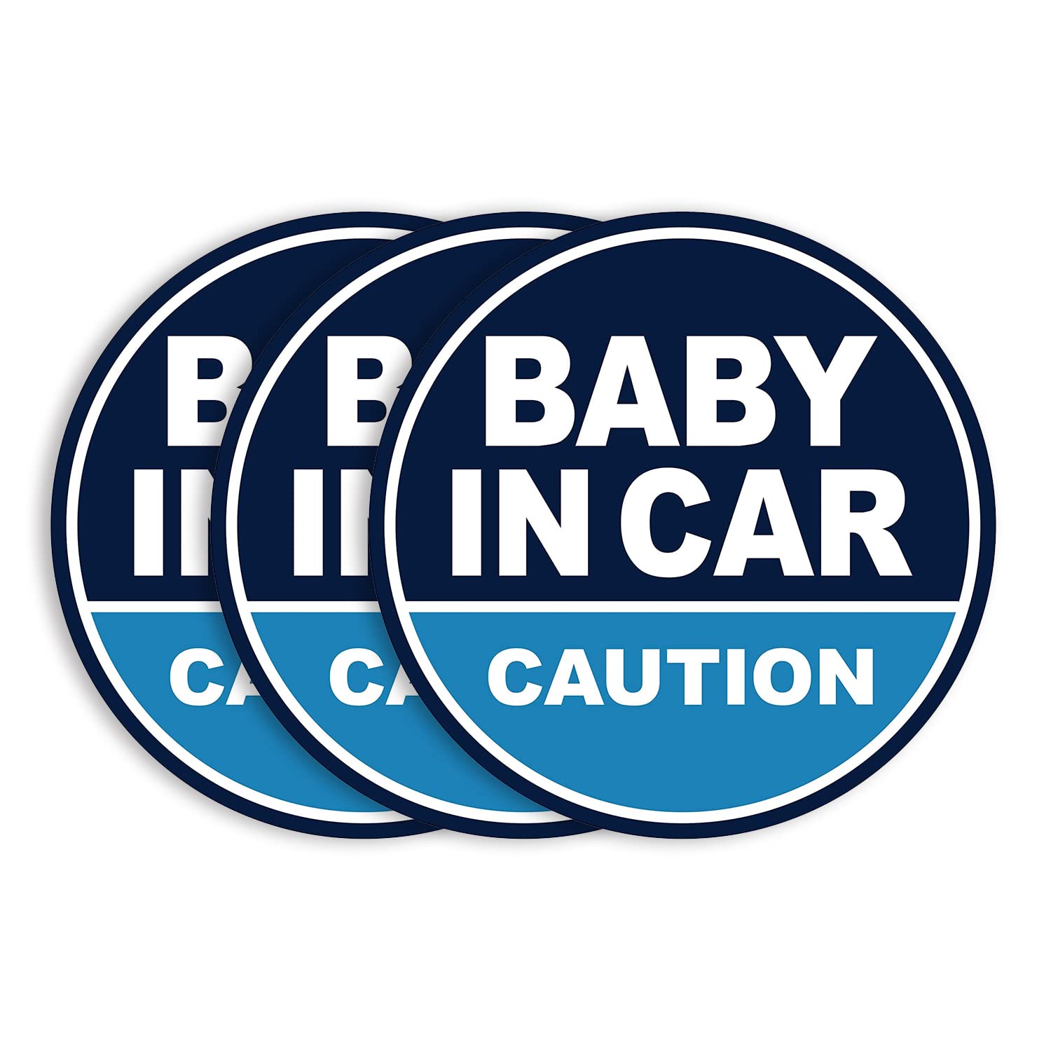 Baby in Car Magnet_Circular Type (3 Pack) (Navy/Blue), 4.7 inches (12cm) in Diameter
