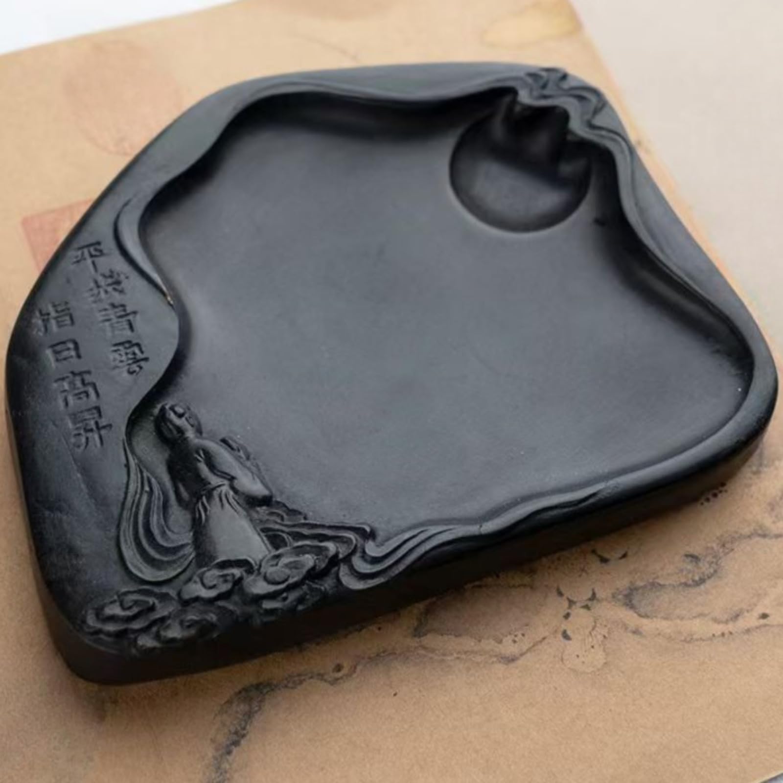 Inkstone Fournitures de calligraphie 15 cm Pierre à encre de style ancien Style chinois