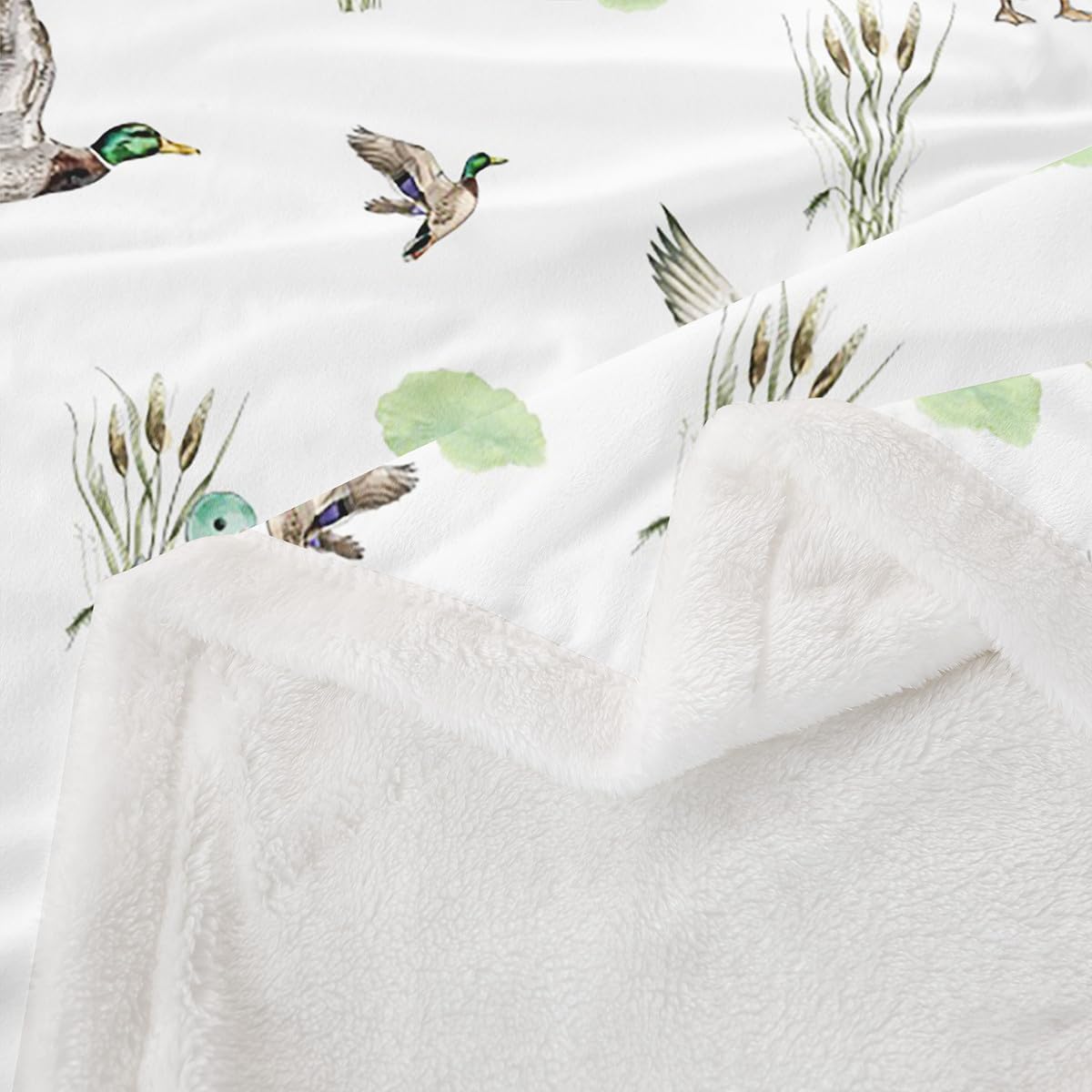 Erosebridal Baby Blankets for Unisex Boys Girls,Mallard Duck Nursery Minky Blankets Twin 60x80 Woodland Wild Duck Fleece Blanket Waterfowl Flying Ducks Fuzzy Plush Throw Farmhouse Sherpa Blanket