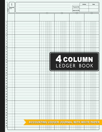 4 Column Ledger Book: Accounting Ledger Book | Columnar Pad Journal Notebook for Bookkeeping | income and Expense Log Book for Small Business and ... | 4 Column Ledger Large size: 8,5" x 11"