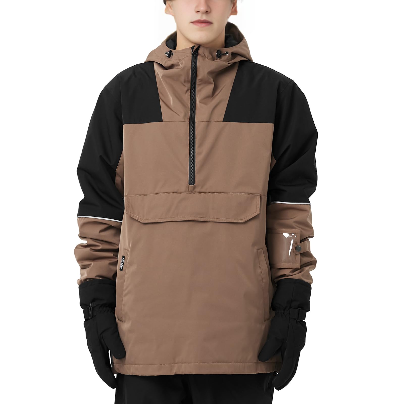 Actleis Mens Pullover Snowboard Jacket Waterproof Hooded Insulated Ski Jacket Warm Winter Snow Coat