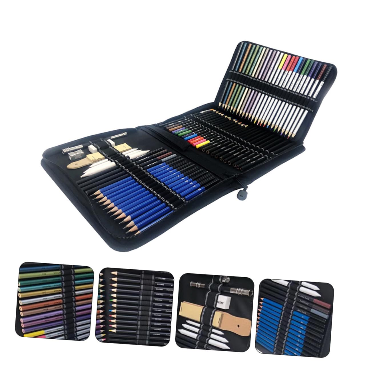 Kit de Crayons à Dessin 72 Pièces en Bois, Ensemble de Crayons de Couleur