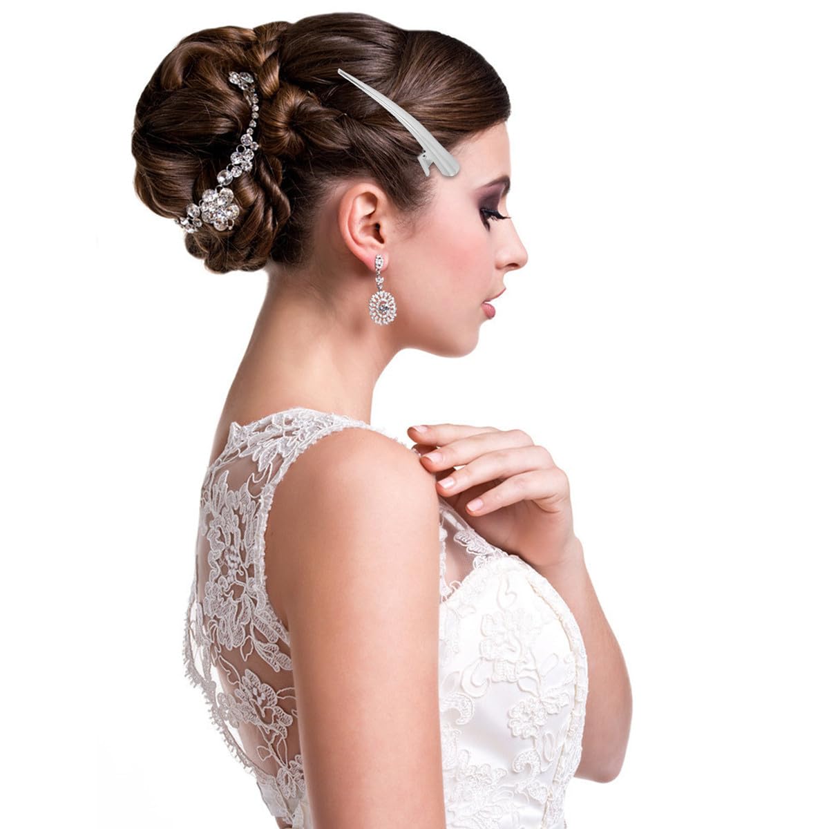 12pezzi Mollette Alligator per Capelli Grandi in Argento con Denti Antiscivolo Pinze per Styling Professionale e Acconciature Stabili per Parrucchieri e Uso Quotidiano