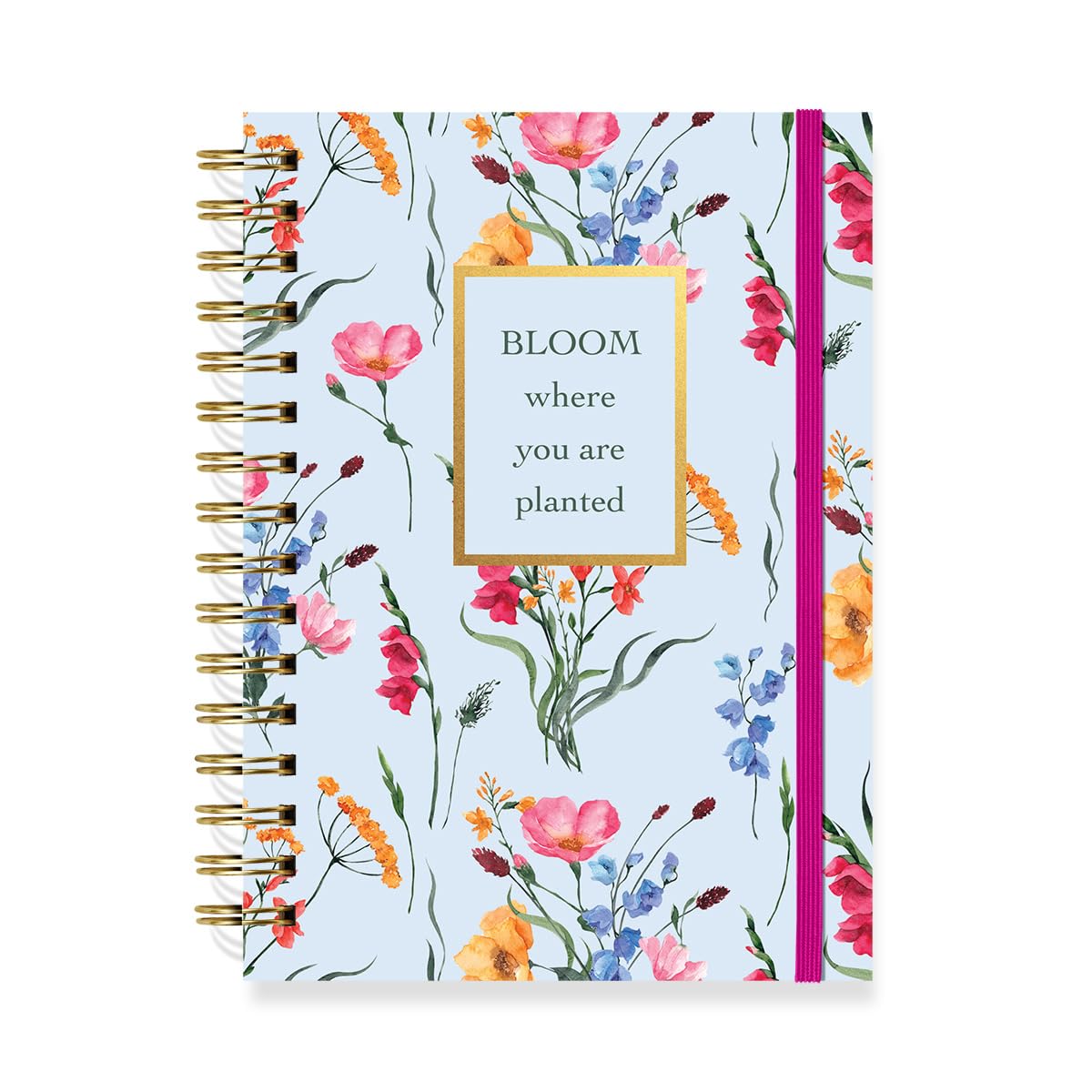 Designer Greetings, Designer Papers Flex Cover Journal with Elastic Band, Bloom Isolated Florals Design - 320 Pages (6” x 8.25”) - Back-to-School