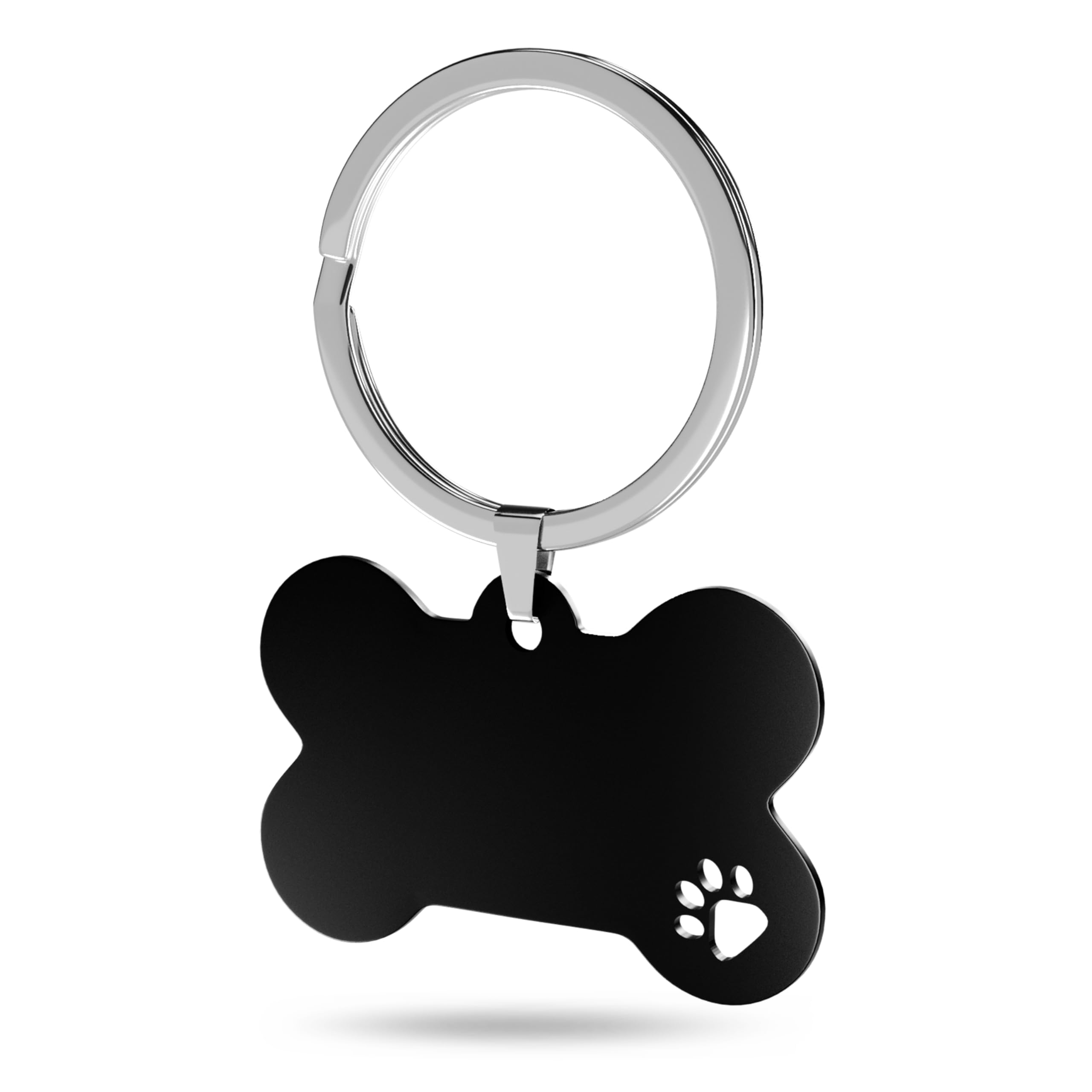 Charmify Dog Tags for Pets Engraved UK – Personalised Bone Name Tag for Dogs – Custom Pet ID Tag for Collar with Phone & Address – Made in UK (Black/PAW, M) — image 1