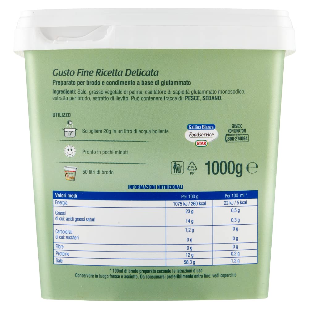 Lot de 6 préparations alimentaires Star Gusto Fine Ricetta Delicata pour bouillon de 1000 g - Environ 50 litres de bouillon sont obtenus