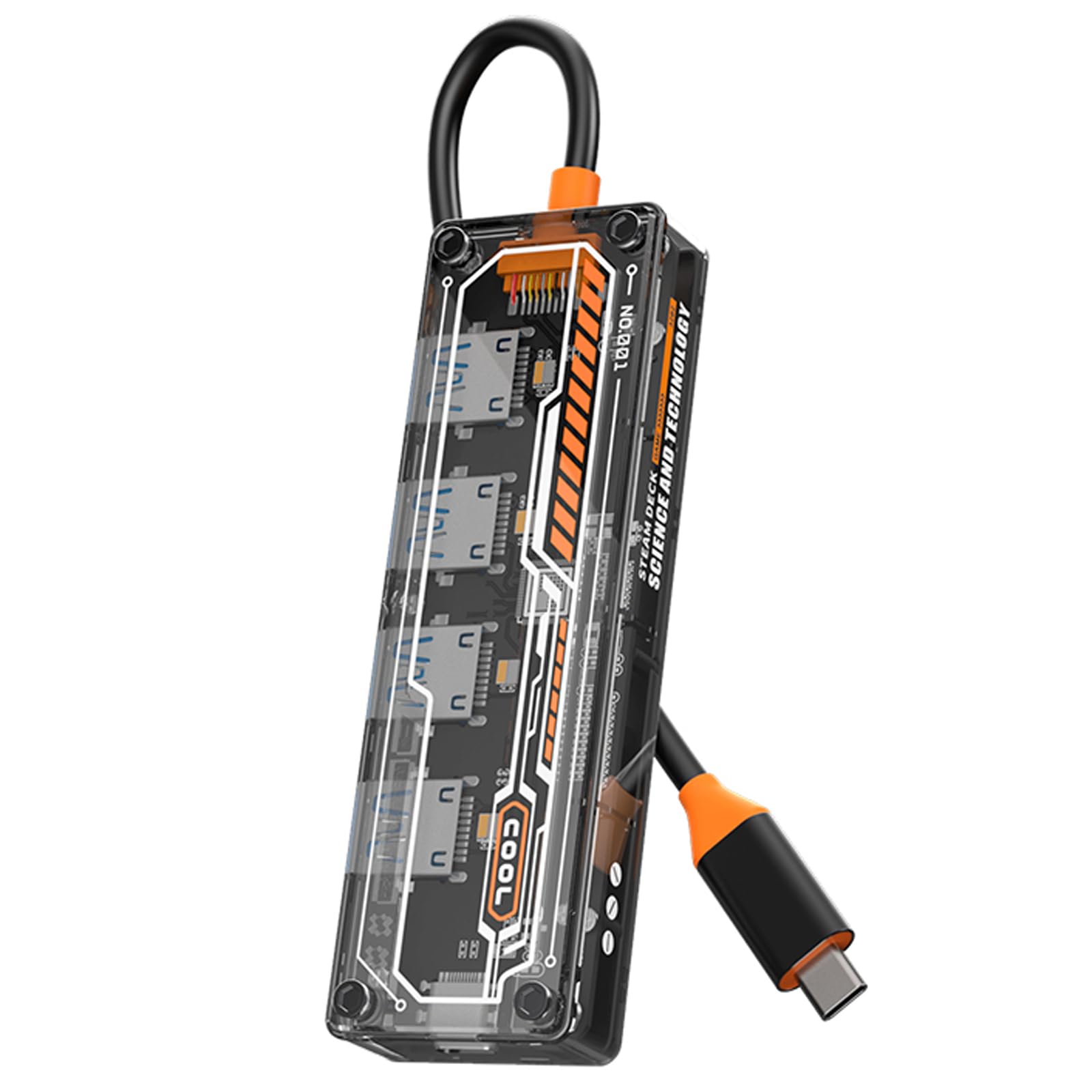 4 Ports Multi-Port USB 3.0 Hub, USB Type C to USB 3.0 4-in-1 Hub Adapter Station with a USB C Power Port for Laptop, Flash Drive, Keyboard, Mouse,