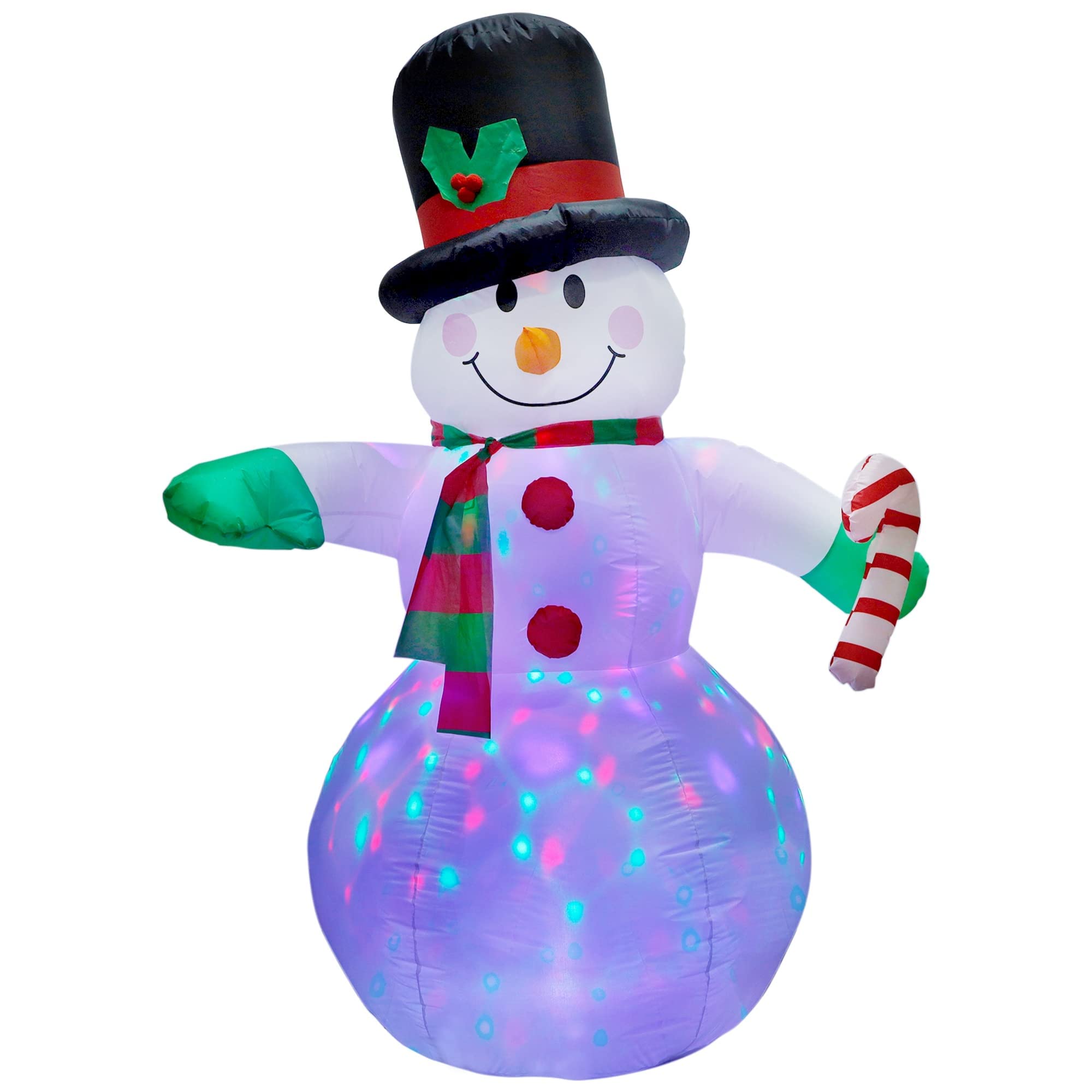 Dynaming Bonhomme de Neige Gonflable de 1,8 m avec lumières LED rotatives, Parfait pour l'intérieur et l'extérieur, Le Jardin, la Cour, Les Vacances, Les fêtes de Noël