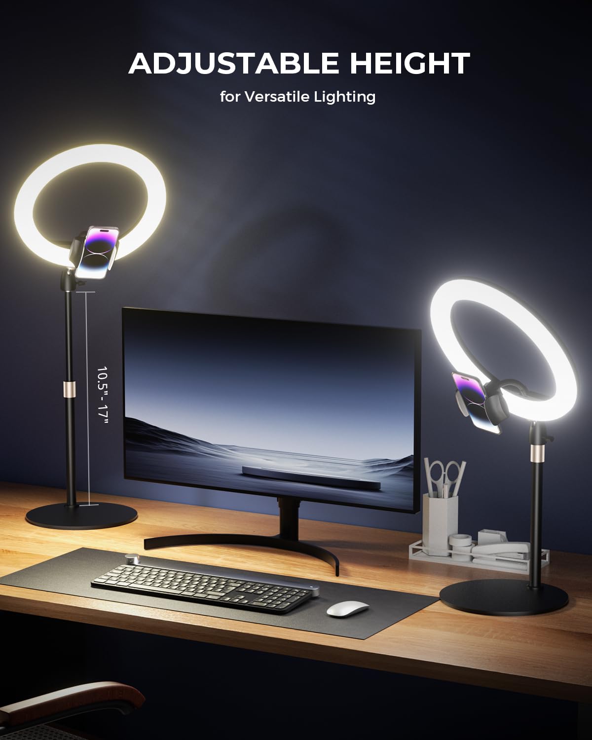 Luce ad anello da 30,5 cm con supporto per scrivania