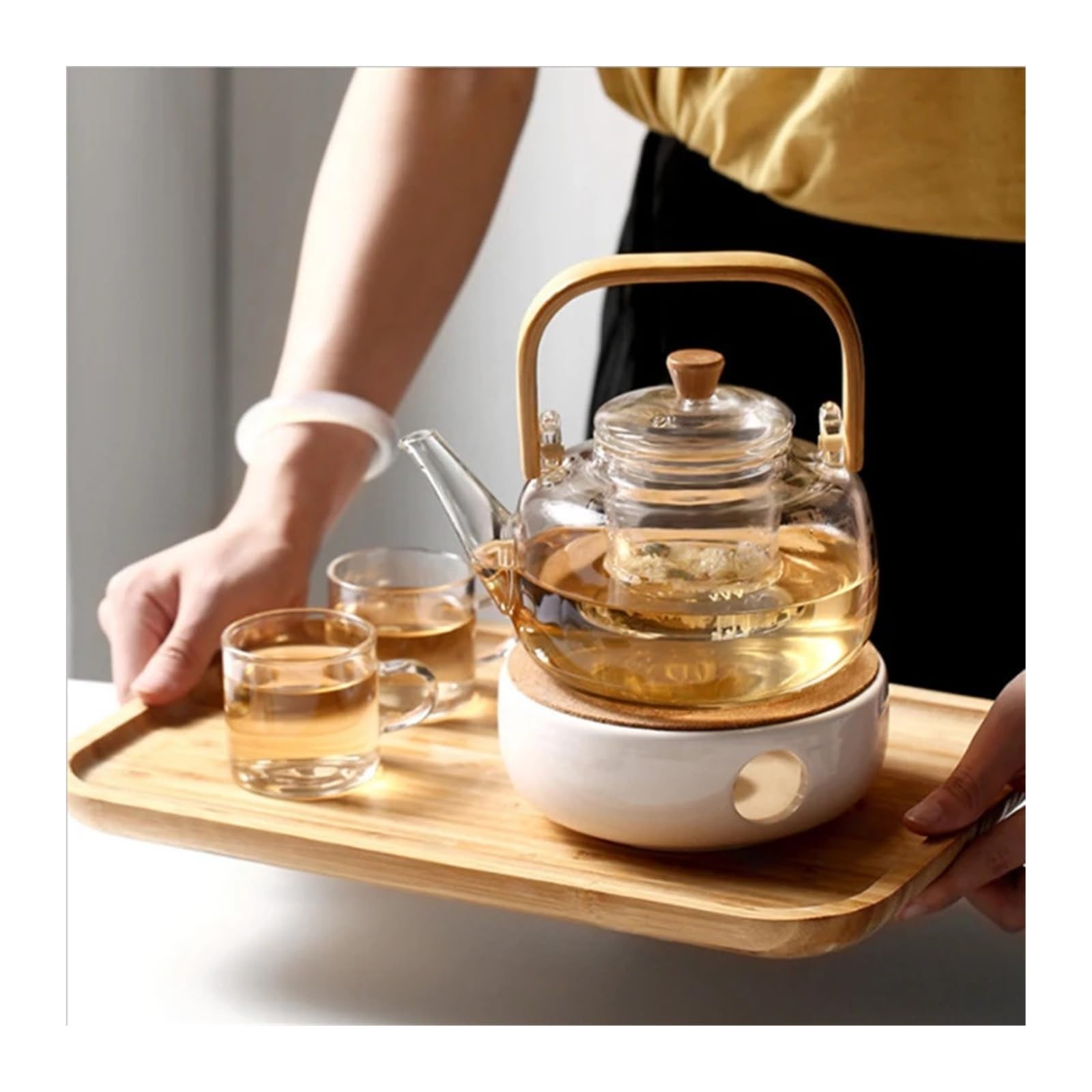 Teekessel Hitzebeständige Glas-Teekanne, klare Teekanne mit Teesieb for Blumen-Chinesen Kaffeekanne