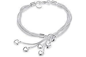 925 Sterling Silver Five-Line Chain with Five-Heart Bracelet Bangle: A Heartfelt Token for Cherished Women