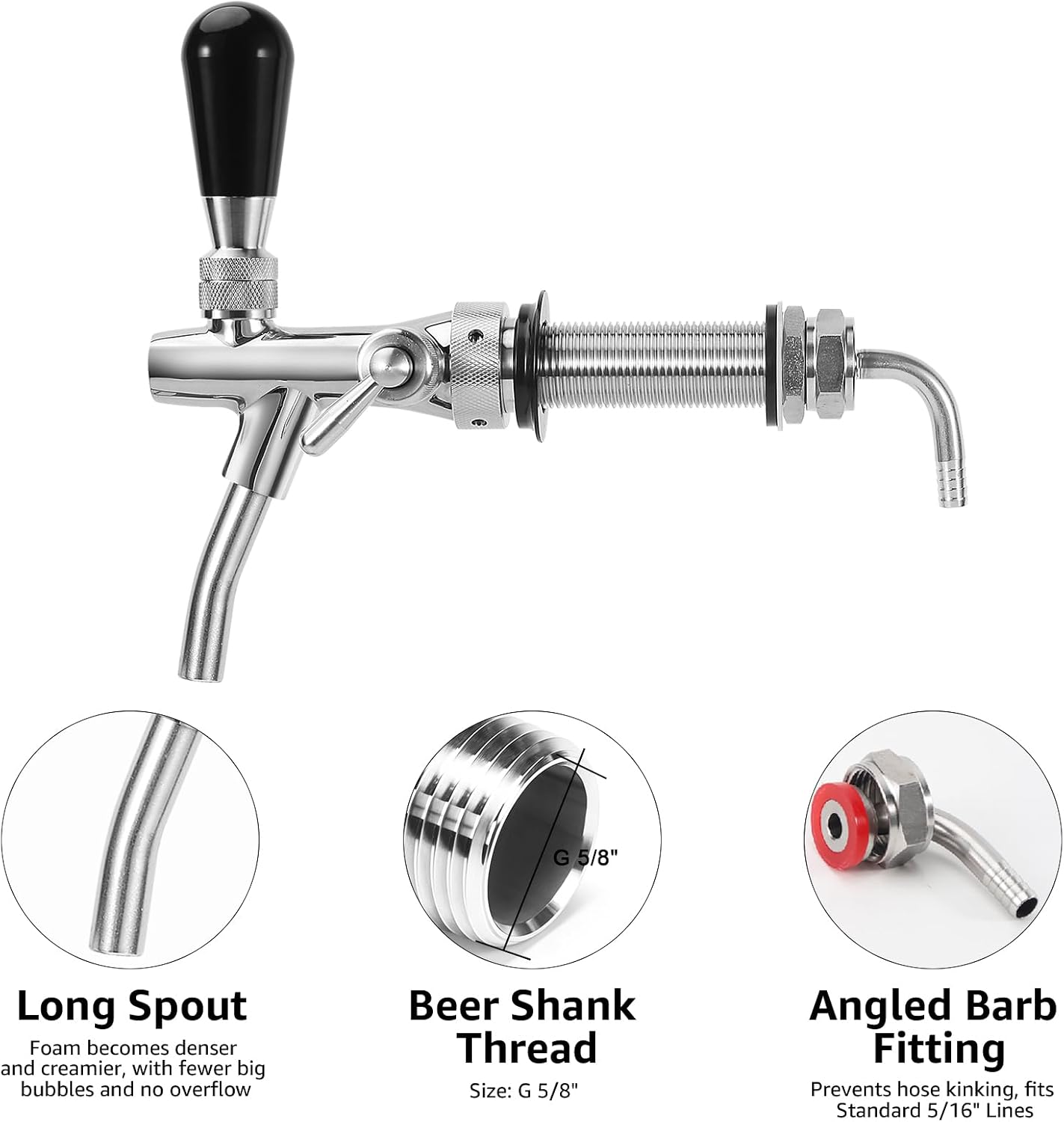 MRbrew Upgraded Adjustment Beer Faucet Beer Shank Faucet 3'' Beer Shank
