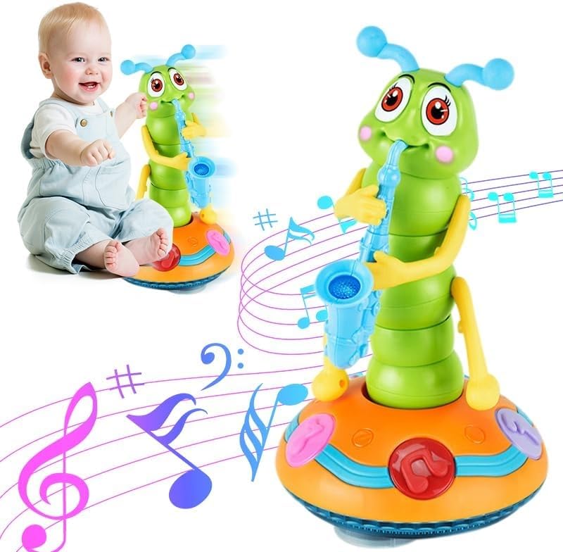 Children's Electric Caterpillar Saxophone Toys,Dancing Saxophone Caterpillar,LED Light Caterpillar Saxophone Toy Wriggle Caterpillar Toy,for Boys and Girls Over 3 Years Old(1 Pcs)
