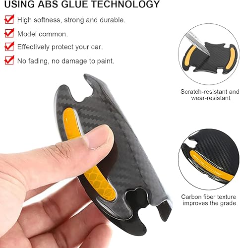 Miniatura 3 de 8 calcomanías reflectantes para manija de automóvil, película protectora de fibra de carbono 3D para cubrir los arañazos, tiras protectoras de