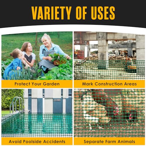 Image of Houseables Fencing, Temporary Fence, Snow Fence, 4x100' Feet, 10.55 lb /roll, Green Plastic Fencing, Deer Netting, Plastic Mesh Roll, Safety Netting, Construction, Yard, Garden, Chicken, Dogs, Backyard