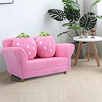 Vista 8 de Costzon sofá para niños con reposabrazos con 2 cojines, Rosado