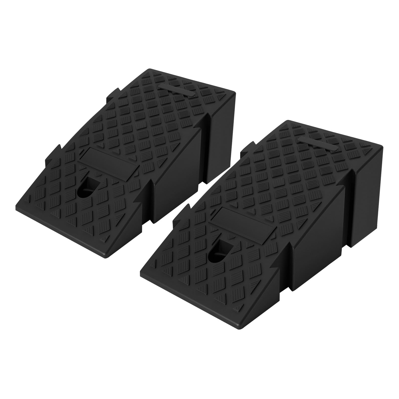 Lot de 2 rampes de trottoir, 19 cm de haut, antidérapantes, en plastique robuste, rampe de seuil pour portes, marches, fauteuils roulants, scooters, motos, voitures