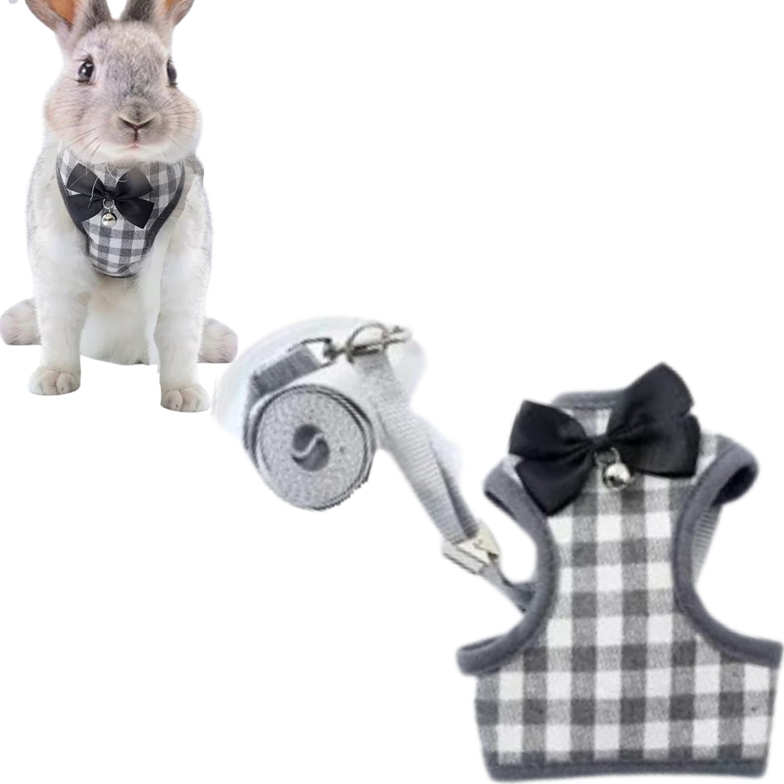 Pet Harness,Rabbit Harness and Leash Set, Cute Mesh Breathable Pet Vest Outdoor Camping Hiking Training, Bunny Jacket for Small Kitten, Puppy, Small