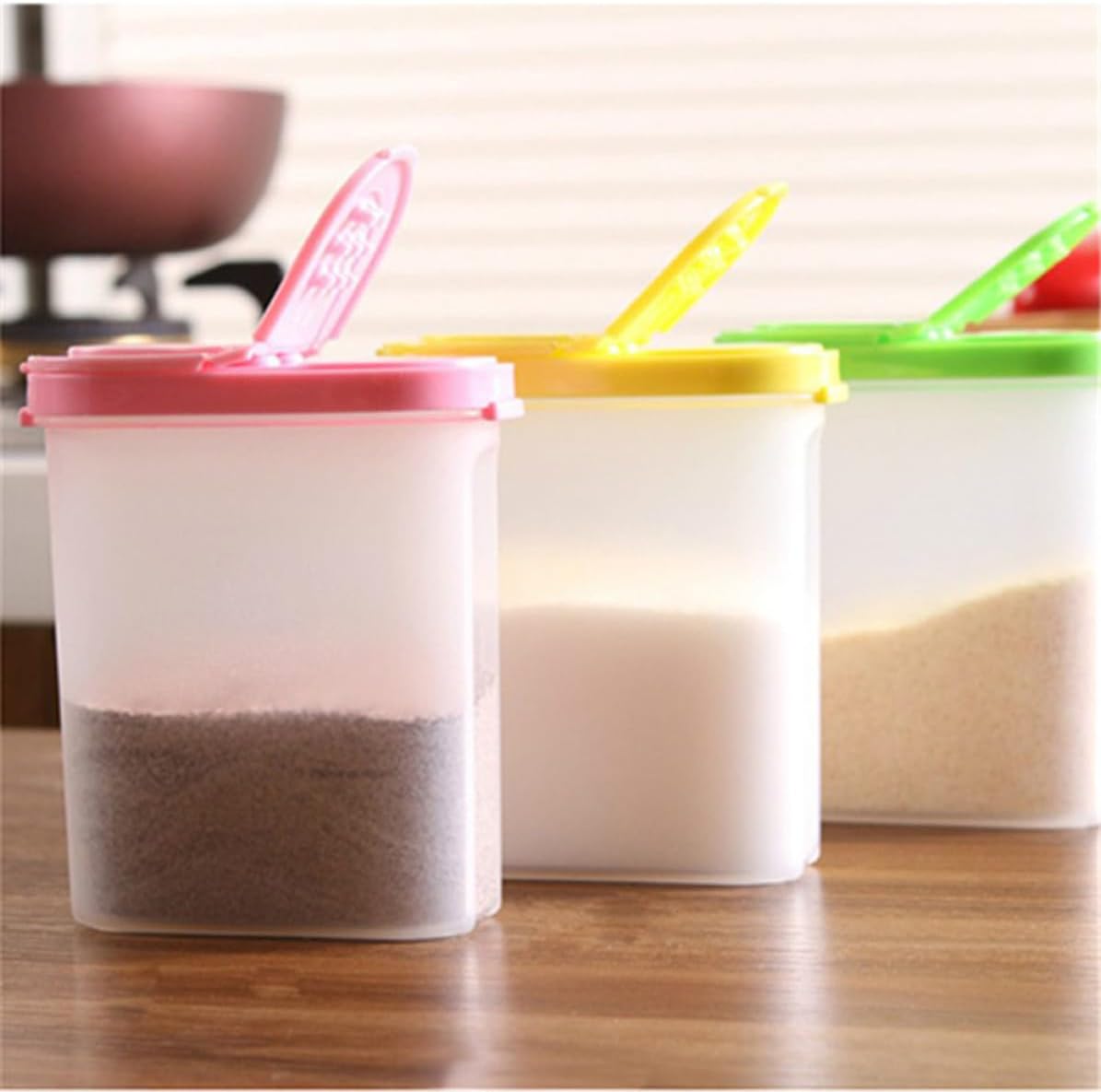 Gadpiparty 3pcs Ml Oval Spice Box with Dual Lids for Kitchen Use